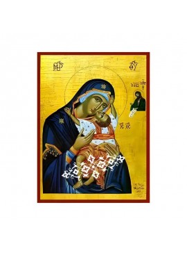 Εικόνα Ορθοδοξίας με περίγραμμα χρυσό σε ξύλο Φλαμουρίας  με  βάση Εικόνα Παναγία με Χριστό, Καρδιώτισσα Χειροποίητη Ελληνορθόδοξη , Κρεμαστή πλάκα βυζαντινής τέχνης, χριστιανική τέχνη Διάσταση 45x35 cm (17,7 x 13,8 ίντσες) INTRAEK-6294671258