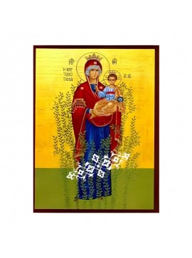 Εικόνα Ορθοδοξίας με περίγραμμα χρυσό σε ξύλο Φλαμουρίας  με  βάση Εικόνα Παναγία Μυρτιδιώτισσα Χειροποίητη Ελληνορθόδοξη , Κρεμαστή πλάκα βυζαντινής τέχνης, χριστιανική τέχνη Διάσταση 45x35 cm (17,7 x 13,8 ίντσες) INTRAEK-6294671249