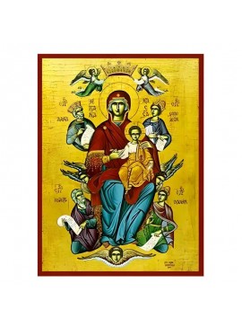 Εικόνα Ορθοδοξίας με περίγραμμα χρυσό σε ξύλο Φλαμουρίας  με  βάση Εικόνα Παναγία Παντάνασσα Χειροποίητη Ελληνορθόδοξη , Κρεμαστή πλάκα βυζαντινής τέχνης, χριστιανική τέχνη Διάσταση 45x35 cm (17,7 x 13,8 ίντσες) INTRAEK-6294671228