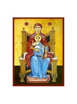 Εικόνα Ορθοδοξίας με περίγραμμα χρυσό σε ξύλο Φλαμουρίας  με  βάση Εικόνα Παναγία Πλατυτέρα των Ουρανών Χειροποίητη Ελληνορθόδοξη , Κρεμαστή πλάκα βυζαντινής τέχνης, χριστιανική τέχνη Διάσταση 45x35 cm (17,7 x 13,8 ίντσες) INTRAEK-6294671220