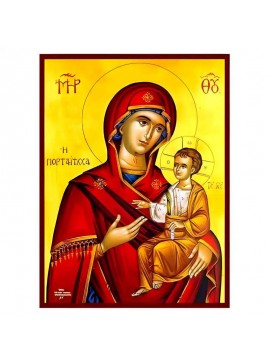 Εικόνα Ορθοδοξίας με περίγραμμα χρυσό σε ξύλο Φλαμουρίας  με  βάση Εικόνα Παναγία Πορταΐτισσα των Ιβήρων Χειροποίητη Ελληνορθόδοξη , Κρεμαστή πλάκα βυζαντινής τέχνης, χριστιανική τέχνη Διάσταση 45x35 cm (17,7 x 13,8 ίντσες) INTRAEK-6294671212
