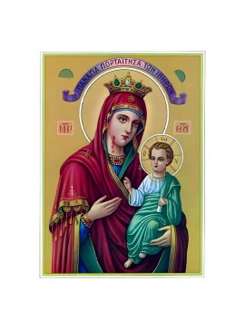 Εικόνα Ορθοδοξίας με περίγραμμα χρυσό σε ξύλο Φλαμουρίας  με  βάση Εικόνα Παναγία Πορταΐτισσα των Ιβήρων Χειροποίητη Ελληνορθόδοξη , Κρεμαστή πλάκα βυζαντινής τέχνης, χριστιανική τέχνη Διάσταση 45x35 cm (17,7 x 13,8 ίντσες) INTRAEK-6294671211