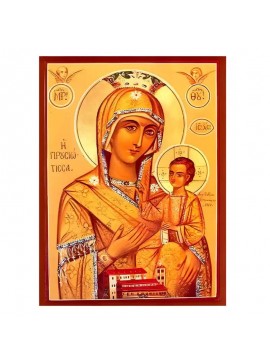 Εικόνα Ορθοδοξίας με περίγραμμα χρυσό σε ξύλο Φλαμουρίας  με  βάση Εικόνα Παναγία Προυσιώτισσα Χειροποίητη Ελληνορθόδοξη , Κρεμαστή πλάκα βυζαντινής τέχνης, χριστιανική τέχνη Διάσταση 45x35 cm (17,7 x 13,8 ίντσες) INTRAEK-6294671206