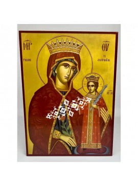 Εικόνα Ορθοδοξίας με περίγραμμα χρυσό σε ξύλο Φλαμουρίας  με  βάση Εικόνα Παναγία Ρόδο το Αμάραντο Χειροποίητη Ελληνορθόδοξη , Κρεμαστή πλάκα βυζαντινής τέχνης, χριστιανική τέχνη Διάσταση 45x35 cm (17,7 x 13,8 ίντσες) INTRAEK-6294671205