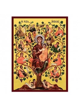 Εικόνα Ορθοδοξίας με περίγραμμα χρυσό σε ξύλο Φλαμουρίας  με  βάση Εικόνα Ρίζα του Ιεσσαί Χειροποίητη Ελληνορθόδοξη , Κρεμαστή πλάκα βυζαντινής τέχνης, χριστιανική τέχνη Διάσταση 45x35 cm (17,7 x 13,8 ίντσες) INTRAEK-6294671185