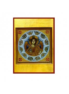 Εικόνα Ορθοδοξίας με περίγραμμα χρυσό σε ξύλο Φλαμουρίας  με  βάση Εικόνα Άγγελος Μεγάλης Βουλής Χειροποίητη Ελληνορθόδοξη , Κρεμαστή πλάκα βυζαντινής τέχνης, χριστιανική τέχνη Διάσταση 45x35 cm (17,7 x 13,8 ίντσες) INTRAEK-6294671174