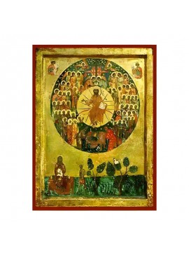 Εικόνα Ορθοδοξίας με περίγραμμα χρυσό σε ξύλο Φλαμουρίας  με  βάση Εικόνα Άγιοι Πάντες Χειροποίητη Ελληνορθόδοξη , Κρεμαστή πλάκα βυζαντινής τέχνης, χριστιανική τέχνη Διάσταση 45x35 cm (17,7 x 13,8 ίντσες) INTRAEK-6294671114