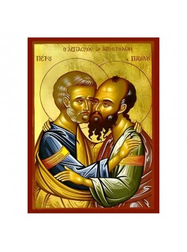 Εικόνα Ορθοδοξίας με περίγραμμα χρυσό σε ξύλο Φλαμουρίας  με  βάση Εικόνα Άγιοι Πέτρος και Παύλος Χειροποίητη Ελληνορθόδοξη , Κρεμαστή πλάκα βυζαντινής τέχνης, χριστιανική τέχνη Διάσταση 45x35 cm (17,7 x 13,8 ίντσες) INTRAEK-6294671111