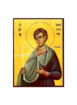 Εικόνα Ορθοδοξίας με περίγραμμα χρυσό σε ξύλο Φλαμουρίας  με  βάση Εικόνα Άγιος  Απόστολος ο Νέος Χειροποίητη Ελληνορθόδοξη , Κρεμαστή πλάκα βυζαντινής τέχνης, χριστιανική τέχνη Διάσταση 45x35 cm (17,7 x 13,8 ίντσες) INTRAEK-6294671093