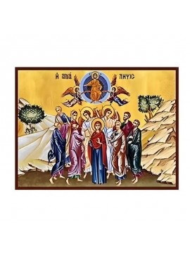 Εικόνα Ορθοδοξίας με περίγραμμα χρυσό σε ξύλο Φλαμουρίας  με  βάση Εικόνα Ανάληψη Χριστού Χειροποίητη Ελληνορθόδοξη , Κρεμαστή πλάκα βυζαντινής τέχνης, χριστιανική τέχνη Διάσταση 45x35 cm (17,7 x 13,8 ίντσες) INTRAEK-6294671045