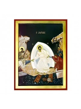 Εικόνα Ορθοδοξίας με περίγραμμα χρυσό σε ξύλο Φλαμουρίας  με  βάση Εικόνα Ανάσταση Χριστού, Άδου Κάθοδος Χειροποίητη Ελληνορθόδοξη , Κρεμαστή πλάκα βυζαντινής τέχνης, χριστιανική τέχνη Διάσταση 45x35 cm (17,7 x 13,8 ίντσες) INTRAEK-6294671034