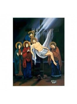 Εικόνα Ορθοδοξίας με περίγραμμα χρυσό σε ξύλο Φλαμουρίας  με  βάση Εικόνα Αποκαθήλωση του Χριστού Χειροποίητη Ελληνορθόδοξη , Κρεμαστή πλάκα βυζαντινής τέχνης, χριστιανική τέχνη Διάσταση 45x35 cm (17,7 x 13,8 ίντσες) INTRAEK-6294671030