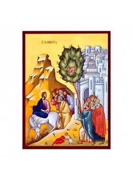 Εικόνα Ορθοδοξίας με περίγραμμα χρυσό σε ξύλο Φλαμουρίας  με  βάση Εικόνα Βαϊοφόρος Χειροποίητη Ελληνορθόδοξη , Κρεμαστή πλάκα βυζαντινής τέχνης, χριστιανική τέχνη Διάσταση 45x35 cm (17,7 x 13,8 ίντσες) INTRAEK-6294671023