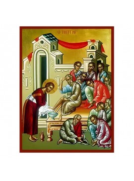 Εικόνα Ορθοδοξίας με περίγραμμα χρυσό σε ξύλο Φλαμουρίας  με  βάση Εικόνα Ιερός Νιπτήρ Χειροποίητη Ελληνορθόδοξη , Κρεμαστή πλάκα βυζαντινής τέχνης, χριστιανική τέχνη Διάσταση 45x35 cm (17,7 x 13,8 ίντσες) INTRAEK-6294670979