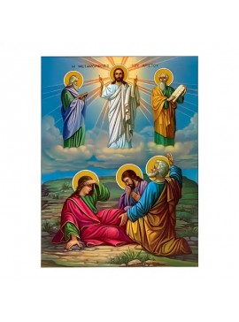 Εικόνα Ορθοδοξίας με περίγραμμα χρυσό σε ξύλο Φλαμουρίας  με  βάση Εικόνα Μεταμόρφωση του Χριστού Χειροποίητη Ελληνορθόδοξη , Κρεμαστή πλάκα βυζαντινής τέχνης, χριστιανική τέχνη Διάσταση 45x35 cm (17,7 x 13,8 ίντσες) INTRAEK-6294670975