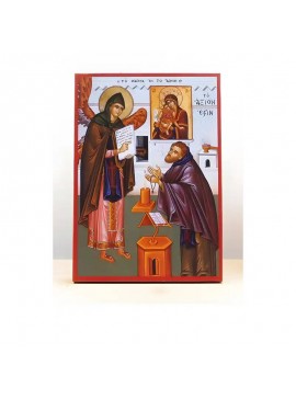 Εικόνα Ορθοδοξίας με περίγραμμα χρυσό σε ξύλο Φλαμουρίας  με  βάση The Miracle of Axion Esti, Ξύλινη Χειροποίητη Εικόνα Ελληνικού Premium Βυζαντινού Στυλ Κρεμαστή σε ξύλινη πλάκα Θρησκευτικό θέμα Χειροποίητη Ελληνορθόδοξη εικόνα του Ιησού Χριστού, Κρεμαστ