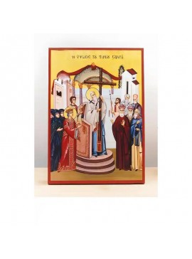 Εικόνα Ορθοδοξίας με περίγραμμα χρυσό σε ξύλο Φλαμουρίας  με  βάση Ύψωση Τιμίου Σταυρού, Ξύλινη Χειροποίητη Εικόνα Ελληνικής Premium Βυζαντινού Στυλ Κρεμαστή σε ξύλινη πλάκα Θρησκευτικό θέμα Χειροποίητη Ελληνορθόδοξη εικόνα του Ιησού Χριστού, Κρεμαστή πλά