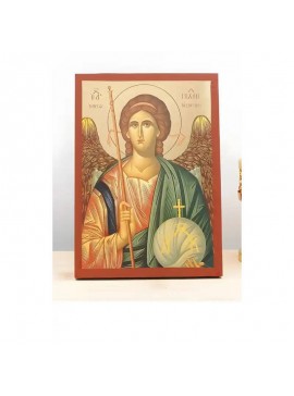 Εικόνα Ορθοδοξίας με περίγραμμα χρυσό σε ξύλο Φλαμουρίας  με  βάση Αρχάγγελος Μιχαήλ "Μέγας Ταξιάρξης", Ξύλινη Χειροποίητη Εικόνα μεΨηφιακή Εκτύπωση Ελληνικής Βυζαντινής τεχνοτροπίας Κρεμασμένη σε ξύλινη πλάκα Χειροποίητη Ελληνορθόδοξη εικόνα του Ιησού Χρ