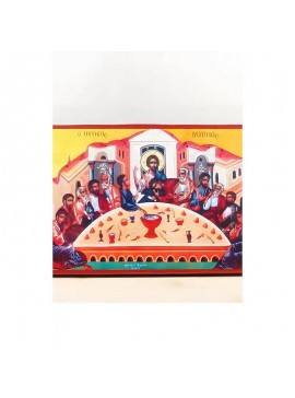 Εικόνα Ορθοδοξίας με περίγραμμα χρυσό σε ξύλο Φλαμουρίας  με  βάση Ο Μυστικός Δείπνος, Ξύλινη Χειροποίητη Εικόνα Ελληνικού Premium Βυζαντινού Στυλ Κρεμασμένο σε ξύλινη πλάκα Θρησκευτικό θέμα Χειροποίητη Ελληνορθόδοξη εικόνα του Ιησού Χριστού, Κρεμαστή πλά