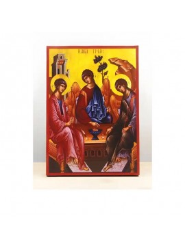 Εικόνα Ορθοδοξίας με περίγραμμα χρυσό σε ξύλο Φλαμουρίας  με  βάση Αγία Τριάδα Παλαιάς Διαθήκης, Ξύλινη Χειροποίητη Εικόνα Ελληνικού Premium Βυζαντινού Στυλ Κρεμαστή σε ξύλινη πλάκα Θρησκευτικό θέμα Χειροποίητη Ελληνορθόδοξη εικόνα του Ιησού Χριστού, Κρεμ