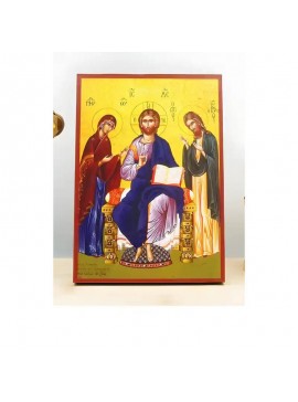 Εικόνα Ορθοδοξίας με περίγραμμα χρυσό σε ξύλο Φλαμουρίας  με  βάση Jesus Christ Small Deesis, Ξύλινη Χειροποίητη Εικόνα Ελληνικού Premium Βυζαντινού Στυλ Κρεμαστή σε ξύλινη πλάκα Θρησκευτικό θέμα Χειροποίητη Ελληνορθόδοξη εικόνα του Ιησού Χριστού, Κρεμαστ