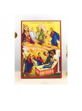 Εικόνα Ορθοδοξίας με περίγραμμα χρυσό σε ξύλο Φλαμουρίας  με  βάση Ιησούς Χριστός Παραβολή του Καλού Σαμαρείτη, Ξύλινη Χειροποίητη Εικόνα Ελληνικού Premium Βυζαντινού Στυλ Κρεμασμένο σε ξύλινη πλάκα Θρησκευτικό θέμα Χειροποίητη Ελληνορθόδοξη εικόνα του Ιη