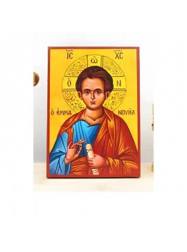 Εικόνα Ορθοδοξίας με περίγραμμα χρυσό σε ξύλο Φλαμουρίας  με  βάση Ιησούς Χριστός «Ο Θεός μαζί μας» Εμμανουήλ, Ξύλινη Χειροποίητη Εικόνα Ελληνικού Premium Βυζαντινού Στυλ Κρεμασμένο σε ξύλινη πλάκα Θρησκευτικό θέμα Χειροποίητη Ελληνορθόδοξη εικόνα του Ιησ