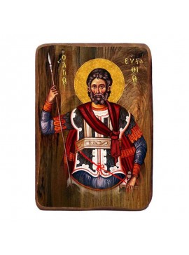 Εικόνα Ορθοδοξίας με περίγραμμα χρυσό σε ξύλο Φλαμουρίας  με  βάση Μπομπονιέρα Βάπτισης Άγιος Ευστάθιος Σετ 20 τεμαχίων, Εικόνα Βάπτισης, Χειροποίητη Βυζαντινή εικόνα Bomboniera 9x6cm, Χριστιανικό Δώρο Διάσταση 10x7 cm (3,9 x 2,8 ίντσες) INTRAEK-816724099