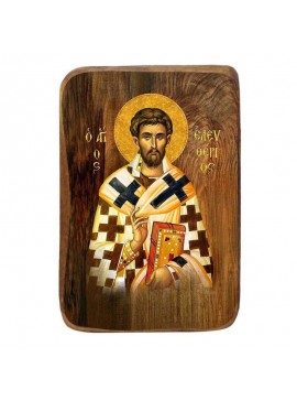 Εικόνα Ορθοδοξίας με περίγραμμα χρυσό σε ξύλο Φλαμουρίας  με  βάση Μπομπονιέρα Βάπτισης Άγιος Ελευθέριος Σετ 20 τεμαχίων, Εικόνα Βάπτισης, Μπομπονιέρα Χειροποίητη Βυζαντινή εικόνα 9x6cm, Χριστιανικό Δώρο Διάσταση 26x20 cm (10,2 x 7,9 ίντσες) INTRAEK-32167
