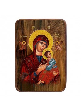 Σετ 2 τεμαχίων – Εικόνα Ορθοδοξίας με περίγραμμα χρυσό σε ξύλο Φλαμουρίας  με  βάση Μπομπονιέρα Βάπτισης Παναγία Βασίλισσα των Αγγέλων Σετ 20 τεμαχίων, Εικόνα Βάπτισης, Χειροποίητη Βυζαντινή εικόνα Bomboniera 9x6cm, Χριστιανικό Δώρο Διάσταση 15x11 cm (5,9