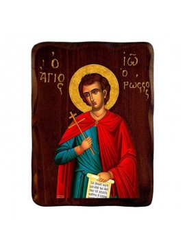 Σετ 2 τεμαχίων – Εικόνα Ορθοδοξίας με περίγραμμα χρυσό σε ξύλο Φλαμουρίας  με  βάση Εικόνα του Αγίου Ιωάννη του Ρώσου, Χειροποίητη ελληνορθόδοξη εικόνα του Αγίου Ιωάννη, επιτοίχια βυζαντινή τέχνη, θρησκευτικό δώρο, χριστιανική διακόσμηση Διάσταση 21x15 cm