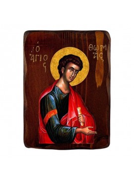 Εικόνα Ορθοδοξίας με περίγραμμα χρυσό σε ξύλο Φλαμουρίας  με  βάση Εικόνα Αγίου Θωμά, Χειροποίητη ελληνορθόδοξη εικόνα του Αγίου Θωμά, επιτοίχια πλάκα βυζαντινής τέχνης, θρησκευτικό δώρο, χριστιανική διακόσμηση Διάσταση 26x20 cm (10,2 x 7,9 ίντσες) INTRAE