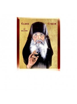 Σετ 2 τεμαχίων – Εικόνα Ορθοδοξίας με περίγραμμα χρυσό σε ξύλο Φλαμουρίας  με  βάση Εικόνα Γέροντος Εφραίμ της Αριζόνα, Χειροποίητη Χριστιανική Εικόνα του Γέροντα Εφραίμ, Κρεμαστή πλάκα Βυζαντινής Τέχνης, Χριστιανική Θρησκευτική Τέχνη Διάσταση 21x15 cm (8