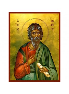 Σετ 2 τεμαχίων – Εικόνα Ορθοδοξίας με περίγραμμα χρυσό σε ξύλο Φλαμουρίας  με  βάση Εικόνα ΑΓΙΟΣ ΑΠΟΣΤΟΛΟΣ ΑΝΔΡΕΑΣ, Ο ΠΡΩΤΟΚΛΗΤΟΣ Χειροποίητη Ελληνορθόδοξη εικόνα του Ιησού Χριστού, Κρεμαστή πλάκα βυζαντινής τέχνης, χριστιανική τέχνη Διάσταση 15x11 cm (5,