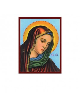 Εικόνα Ορθοδοξίας με περίγραμμα χρυσό σε ξύλο Φλαμουρίας  με  βάση Παναγία των Θλίψεων, Χειροποίητη Βυζαντινή εικόνα Παναγίας Τεθλιμμένης, Παναγία Θρησκευτική τέχνη επιτοίχια πλάκα, χριστιανικό δώρο Διάσταση 26x20 cm (10,2 x 7,9 ίντσες) INTRAEK-3216723792