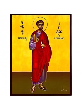 Σετ 2 τεμαχίων – Εικόνα Ορθοδοξίας με περίγραμμα χρυσό σε ξύλο Φλαμουρίας  με  βάση Εικόνα ΑΓΙΟΣ ΑΠΟΣΤΟΛΟΣ ΙΟΥΔΑΣ Ο ΘΑΔΔΑΙΟΣ, ΟΛΟΣΩΜΟΣ Χειροποίητη Ελληνορθόδοξη εικόνα του Ιησού Χριστού, Κρεμαστή πλάκα βυζαντινής τέχνης, χριστιανική τέχνη Διάσταση 15x11 c