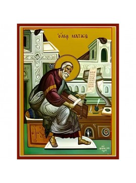 Σετ 2 τεμαχίων – Εικόνα Ορθοδοξίας με περίγραμμα χρυσό σε ξύλο Φλαμουρίας  με  βάση Εικόνα ΑΓΙΟΣ ΑΠΟΣΤΟΛΟΣ ΚΑΙ ΕΥΑΓΓΕΛΙΣΤΗΣ ΜΑΤΘΑΙΟΣ, ΟΛΟΣΩΜΟΣ Χειροποίητη Ελληνορθόδοξη εικόνα του Ιησού Χριστού, Κρεμαστή πλάκα βυζαντινής τέχνης, χριστιανική τέχνη Διάσταση