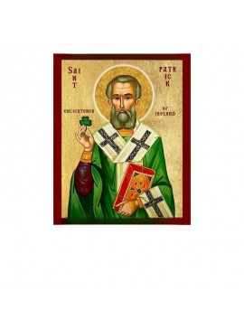 Σετ 2 τεμαχίων – Εικόνα Ορθοδοξίας με περίγραμμα χρυσό σε ξύλο Φλαμουρίας  με  βάση Εικόνα Αγίου Πατρικίου της Ιρλανδίας, Χειροποίητη Θρησκευτική Εικόνα του Αγίου Πατρικίου, Κρεμαστή πλάκα Βυζαντινής Τέχνης, Χριστιανική Θρησκευτική Τέχνη Διάσταση 21x15 cm