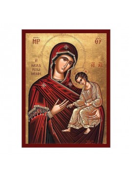 Εικόνα Ορθοδοξίας με περίγραμμα χρυσό σε ξύλο Φλαμουρίας  με  βάση Παναγία Γεμάτη Χάρη εικόνα, Χειροποίητη Βυζαντινή εικόνα Παναγίας Κεχαριτωμένης, Πλακέτα θρησκευτικής τέχνης, Χριστιανικό δώρο Διάσταση 26x20 cm (10,2 x 7,9 ίντσες) INTRAEK-3216723723