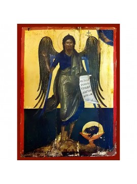 Σετ 2 τεμαχίων – Εικόνα Ορθοδοξίας με περίγραμμα χρυσό σε ξύλο Φλαμουρίας  με  βάση Εικόνα ΑΓΙΟΣ ΙΩΑΝΝΗΣ Ο ΠΡΟΔΡΟΜΟΣ, ΠΟΥΛΙ ΤΗΣ ΕΡΗΜΟΥ Χειροποίητη Ελληνορθόδοξη εικόνα του Ιησού Χριστού, Κρεμαστή πλάκα βυζαντινής τέχνης, χριστιανική τέχνη Διάσταση 15x11 c