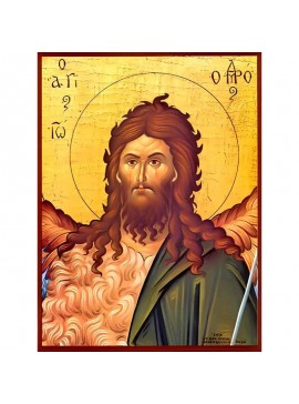 Σετ 2 τεμαχίων – Εικόνα Ορθοδοξίας με περίγραμμα χρυσό σε ξύλο Φλαμουρίας  με  βάση Εικόνα ΑΓΙΟΣ ΙΩΑΝΝΗΣ Ο ΠΡΟΔΡΟΜΟΣ, ΠΡΟΤΟΜΗ Χειροποίητη Ελληνορθόδοξη εικόνα του Ιησού Χριστού, Κρεμαστή πλάκα βυζαντινής τέχνης, χριστιανική τέχνη Διάσταση 15x11 cm (5,9x4,