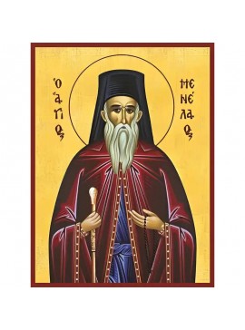 Σετ των 2 Εικόνα Ορθοδοξίας με περίγραμμα χρυσό σε ξύλο Φλαμουρίας  με  βάση Εικόνα ΑΓΙΟΣ ΜΕΝΕΛΑΟΣ Χειροποίητη Ελληνορθόδοξη εικόνα του Ιησού Χριστού, Κρεμαστή πλάκα βυζαντινής τέχνης, χριστιανική τέχνη Διάσταση 15x11 cm (5,9x4,3 ίντσες)  INTRAEK-33775786