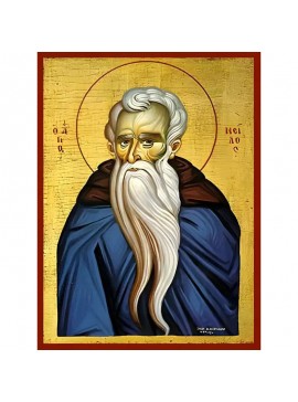 Σετ των 2 Εικόνα Ορθοδοξίας με περίγραμμα χρυσό σε ξύλο Φλαμουρίας  με  βάση Εικόνα ΑΓΙΟΣ ΝΕΙΛΟΣ Ο ΜΥΡΟΒΛΗΤΗΣ, ΕΚ ΚΥΝΟΥΡΙΑΣ, ΠΡΟΤΟΜΗ Χειροποίητη Ελληνορθόδοξη εικόνα του Ιησού Χριστού, Κρεμαστή πλάκα βυζαντινής τέχνης, χριστιανική τέχνη Διάσταση 15x11 cm 