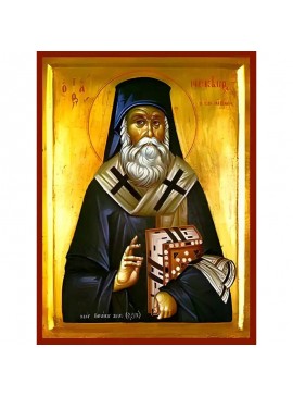 Σετ των 2 Εικόνα Ορθοδοξίας με περίγραμμα χρυσό σε ξύλο Φλαμουρίας  με  βάση Εικόνα ΑΓΙΟΣ ΝΕΚΤΑΡΙΟΣ ΠΕΝΤΑΠΟΛΕΩΣ, Ο ΕΝ ΑΙΓΙΝΗ Χειροποίητη Ελληνορθόδοξη εικόνα του Ιησού Χριστού, Κρεμαστή πλάκα βυζαντινής τέχνης, χριστιανική τέχνη Διάσταση 15x11 cm (5,9x4,3