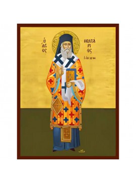 Σετ των 2 Εικόνα Ορθοδοξίας με περίγραμμα χρυσό σε ξύλο Φλαμουρίας  με  βάση Εικόνα ΑΓΙΟΣ ΝΕΚΤΑΡΙΟΣ ΠΕΝΤΑΠΟΛΕΩΣ, Ο ΕΝ ΑΙΓΙΝΗ, ΟΛΟΣΩΜΟΣ Χειροποίητη Ελληνορθόδοξη εικόνα του Ιησού Χριστού, Κρεμαστή πλάκα βυζαντινής τέχνης, χριστιανική τέχνη Διάσταση 15x11 c