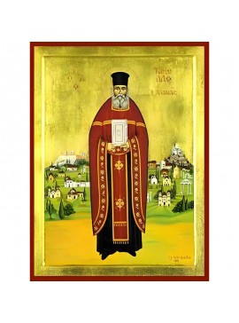 Σετ των 2 Εικόνα Ορθοδοξίας με περίγραμμα χρυσό σε ξύλο Φλαμουρίας  με  βάση Εικόνα ΑΓΙΟΣ ΝΙΚΟΛΑΟΣ ΠΛΑΝΑΣ, ΟΛΟΣΩΜΟΣ Χειροποίητη Ελληνορθόδοξη εικόνα του Ιησού Χριστού, Κρεμαστή πλάκα βυζαντινής τέχνης, χριστιανική τέχνη Διάσταση 15x11 cm (5,9x4,3 ίντσες) 