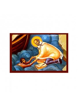 Σετ των 2 Εικόνα Ορθοδοξίας με περίγραμμα χρυσό σε ξύλο Φλαμουρίας  με  βάση Εικόνα ΑΓΙΟΣ ΝΙΚΟΛΑΟΣ ΣΩΖΕΙ ΤΟΥΣ ΕΝ ΘΑΛΑΣΣΗ ΚΙΝΔΥΝΕΥΟΝΤΑΣ, ΛΕΠΤΟΜΕΡΕΙΑ Χειροποίητη Ελληνορθόδοξη εικόνα του Ιησού Χριστού, Κρεμαστή πλάκα βυζαντινής τέχνης, χριστιανική τέχνη Διά