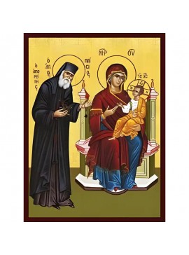 Σετ των 2 Εικόνα Ορθοδοξίας με περίγραμμα χρυσό σε ξύλο Φλαμουρίας  με  βάση Εικόνα ΑΓΙΟΣ ΠΑΙΣΙΟΣ ΑΓΙΟΡΕΙΤΗΣ, ΔΕΟΜΕΝΟΣ ΠΡΟΣ ΤΗΝ ΠΑΝΑΓΙΑ ΚΑΙ ΤΟΝ ΚΥΡΙΟ, ΟΛΟΣΩΜΟΣ Χειροποίητη Ελληνορθόδοξη εικόνα του Ιησού Χριστού, Κρεμαστή πλάκα βυζαντινής τέχνης, χριστιανι