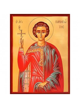 Σετ των 2 Εικόνα Ορθοδοξίας με περίγραμμα χρυσό σε ξύλο Φλαμουρίας  με  βάση Εικόνα ΑΓΙΟΣ ΠΑΝΑΓΙΩΤΗΣ, Ο ΝΕΟΜΑΡΤΥΣ Χειροποίητη Ελληνορθόδοξη εικόνα του Ιησού Χριστού, Κρεμαστή πλάκα βυζαντινής τέχνης, χριστιανική τέχνη Διάσταση 15x11 cm (5,9x4,3 ίντσες)  I