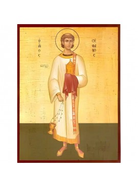 Σετ των 2 Εικόνα Ορθοδοξίας με περίγραμμα χρυσό σε ξύλο Φλαμουρίας  με  βάση Εικόνα ΑΓΙΟΣ ΣΤΕΦΑΝΟΣ, Ο ΠΡΩΤΟΜΑΡΤΥΣ, ΟΛΟΣΩΜΟΣ Χειροποίητη Ελληνορθόδοξη εικόνα του Ιησού Χριστού, Κρεμαστή πλάκα βυζαντινής τέχνης, χριστιανική τέχνη Διάσταση 15x11 cm (5,9x4,3 